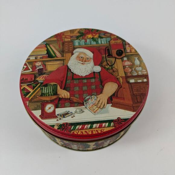 Santa Claus Workshop Seasonal Cookie Tin Unbranded Christmas Holiday Treat Box - Picture 1 of 7